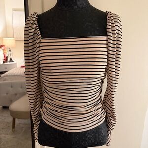 Maje Stiped Puff Sleeve Blouse